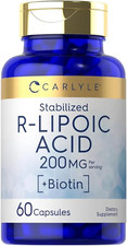 R-Lipoic Acid 200Mg 60 Capsules Stabilized R-Lipoic Acid with Biotin Non-Gmo, Gl