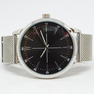 I-N-C 100059681WA Silver Tone Mesh Band Quartz Analog Men's Watch New  Battery