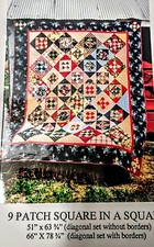 9 PATCH IN A SQUARE Pieced Lap Throw Baby Twin Quilt Pattern