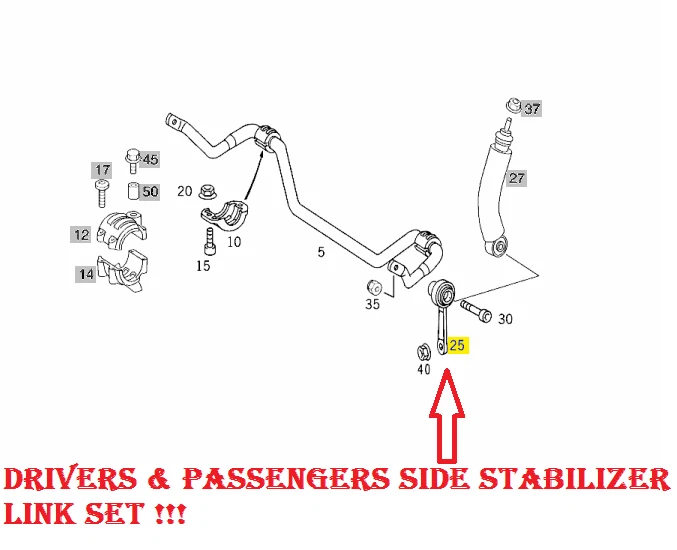 Комплект звеньев переднего левого и правого стабилизатора 00-06 Mercedes S350 S430 S500 S55 S65 - Изображение 2 из 4
