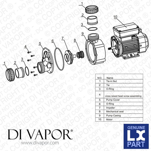 LX Ja120 Pump 1.2HP - 220v/50hz - 4.6 Amps 220v/50hz Water Tub Bath Ja120 LX Hot - Picture 3 of 5