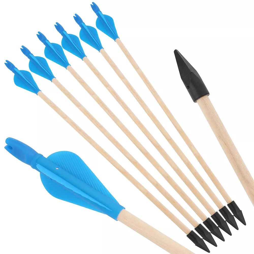 Archery Target Arrows Toy Wooden Shaft Rubber Arrowheads Safety Throw Pot Game
