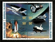 Marshall Islands 1991 - Space Shuttle Flights - Block of 4 Stamps Scott 394a MNH