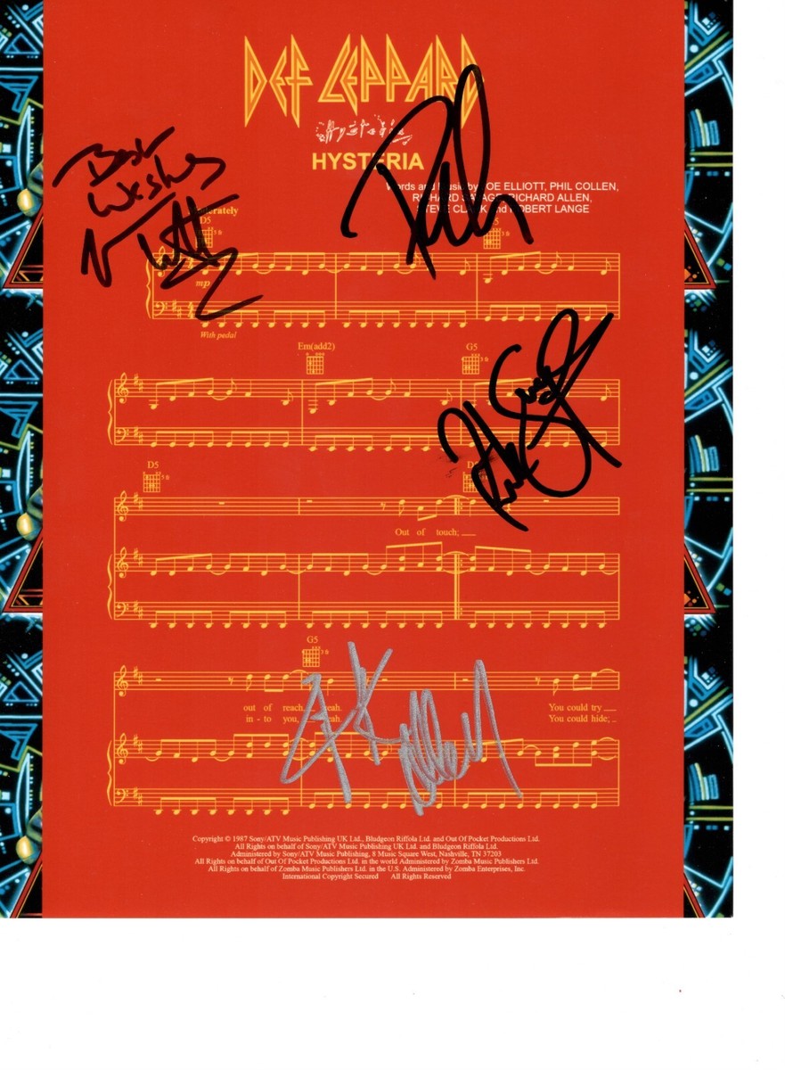 Def Leppard signed Hysteria album COA exact proof Elliott,Allen,Collen,Savage Vinyl record STAR Def Leppard signed Hysteria album COA exact proof Elliott,Allen,Collen,Savage Vinyl record STAR