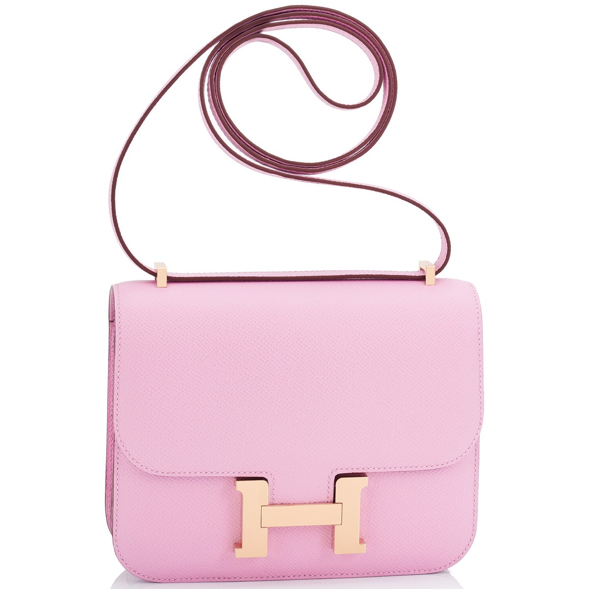 Hermes Mauve Sylvestre Rose Gold Mini Constance 18cm Epsom Bag | eBay