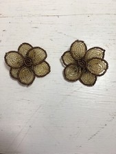 Women  s Vintage Glass Seed Bead Shoe Clips Flower Design 2 1/4  Diameter