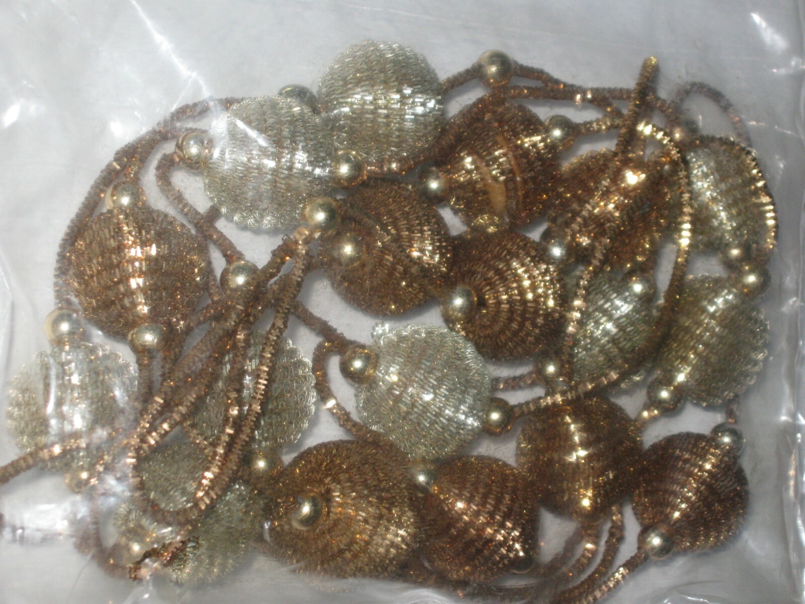 Dept 56 Holiday GOLD Tinsel Ball Garland Village Accessories (40344