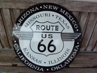ROUTE 66 porcelain sign advertising vintage 20" oil gas USA states street road
