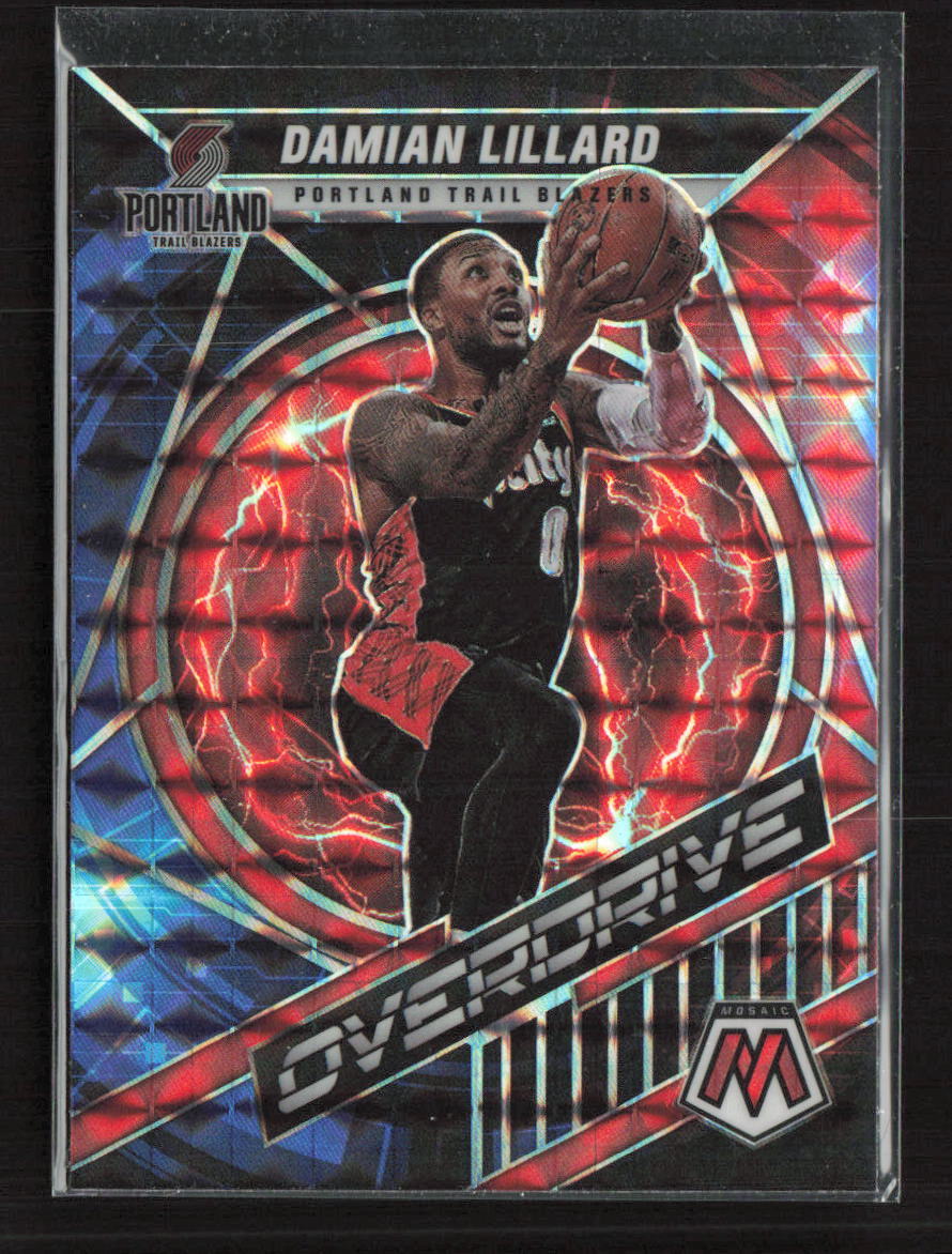 2021-22 Panini Mosaic #23 Damian Lillard Overdrive Prizm