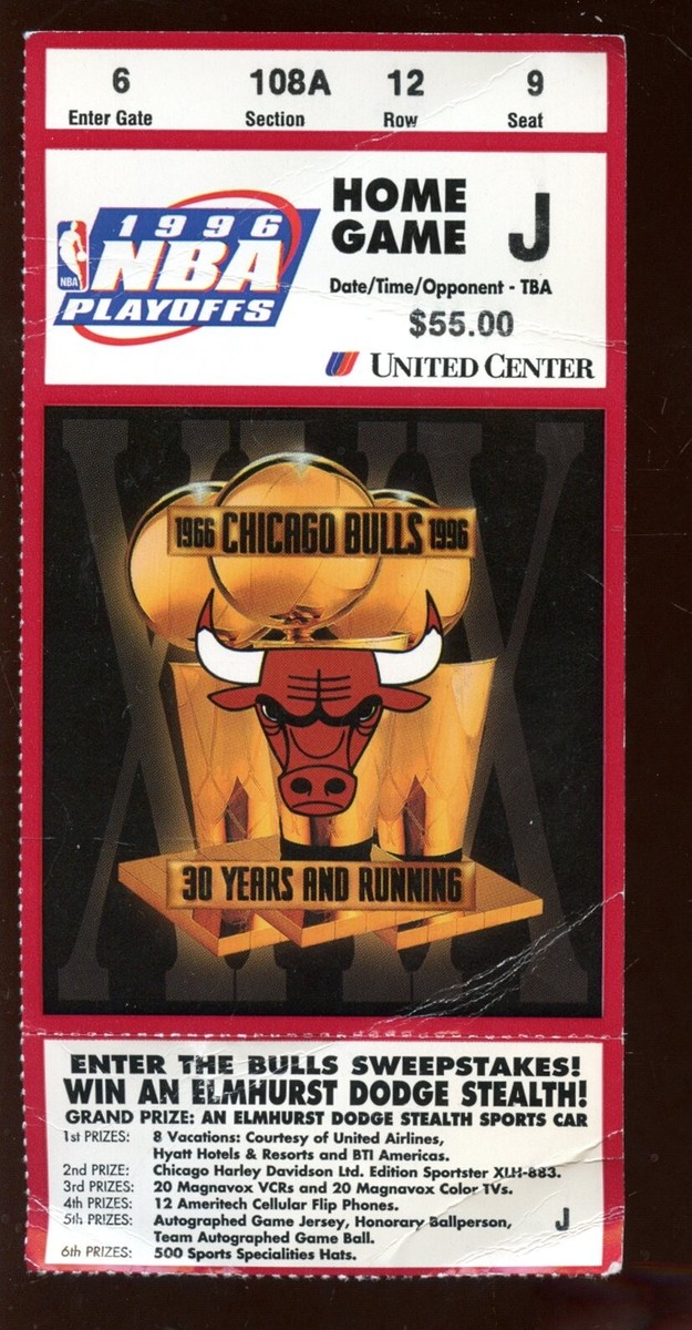 June 7th 1996 NBA Finals Ticket Stub J Supersonics at Chicago