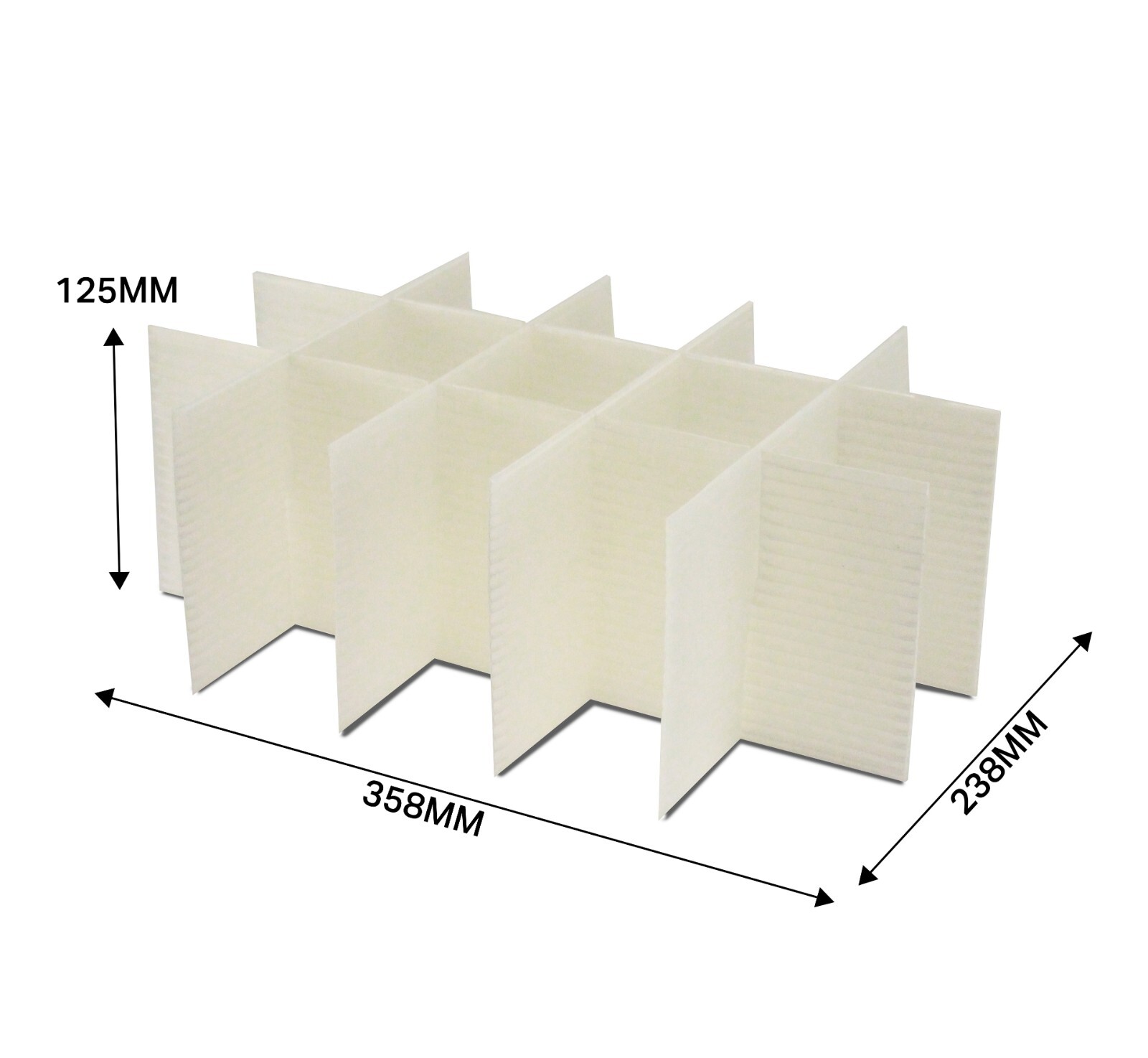 3mm Natural Correx Inserts with 15 Cells for ABC Boxes L360 x W240mm