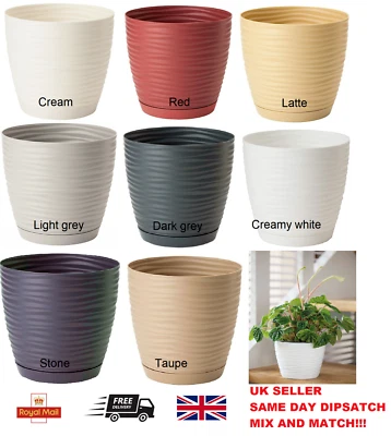 SPARKLE PLANTS Sahara Pant Pots with Drainage Holes and Saucer Tray for Indoor and Outdoor Use