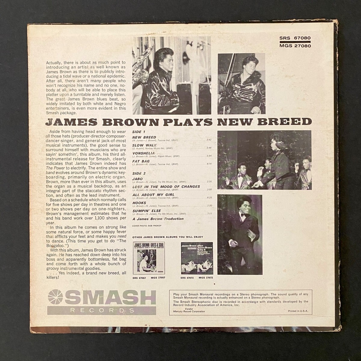 JAMES BROWN Plays The New Breed Vinyl Record Album LP Smash 1966