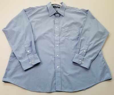 john henry dress shirts John Henry Button Up Shirt Men's 18 34 XXL Light Blue Long Sleeves Pocket  Work