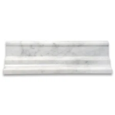 C02P Carrara White Marble Large Cap Crown Square Edge Trim Molding Polished