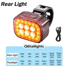 Bicycle Q6 Light Set Bike LED Front Rear Lights USB Charge MTB Road Bike Highlig