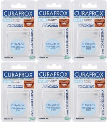 6 x Curaprox Floss Zahnseide 30 m DF825 MIKROFASER EXPANDING Angebot