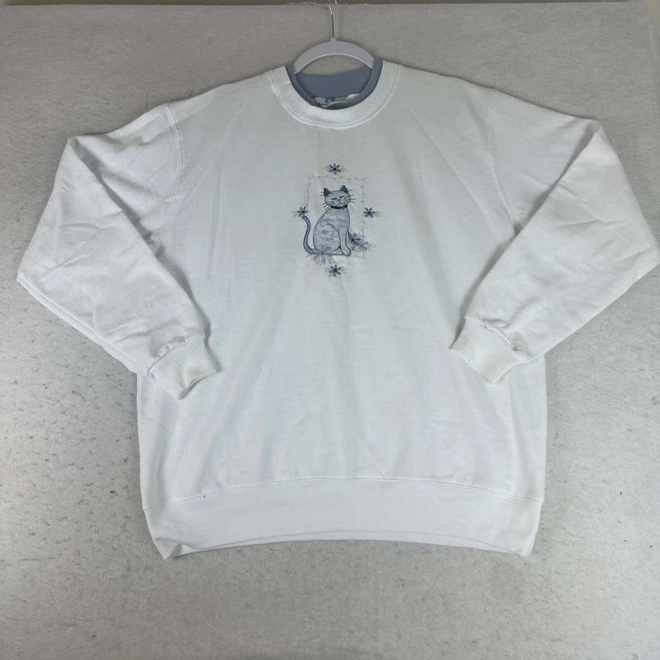 Sudadera De Colección Coolwater Creations Gráfica Gato Para Mujer XL Cuello Redondo Pullover Foto 3 de 4