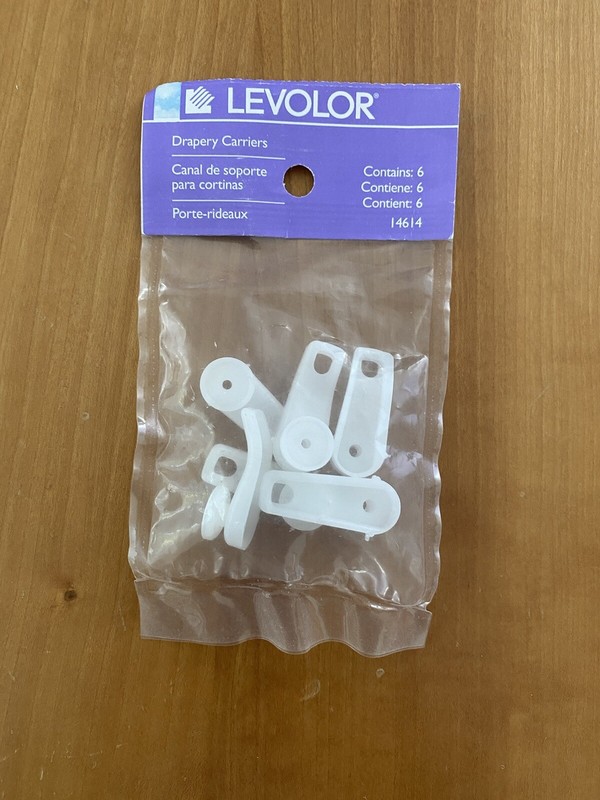 NEW!!! Levolor Drapery Carriers: Six Pieces In Pack (7 Packs Available)