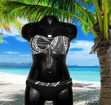 NEW PROFILE by GOTTEX navy white PRINT BIKINI SWIMSUIT BATHING SUIT SET Sz - 8