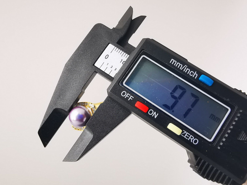 Authentic 10mm Tahitian Violet Pearl Adjustable Ring 9ct Gold Filled Lab Diamond - Picture 13 of 24