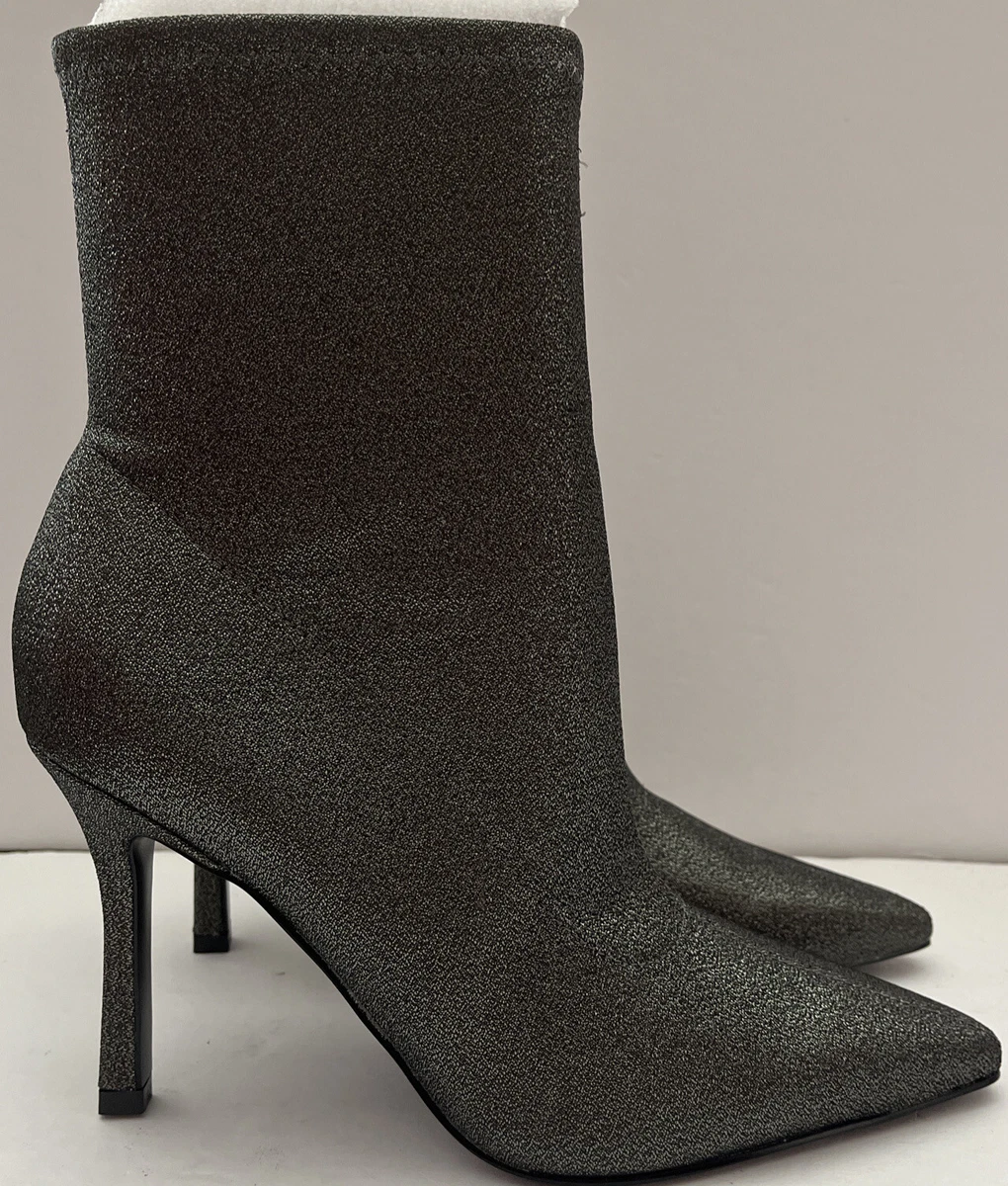 Marc Fisher Kellen Pewter Glitter Pointy Toe Ankle Boots NEW Size