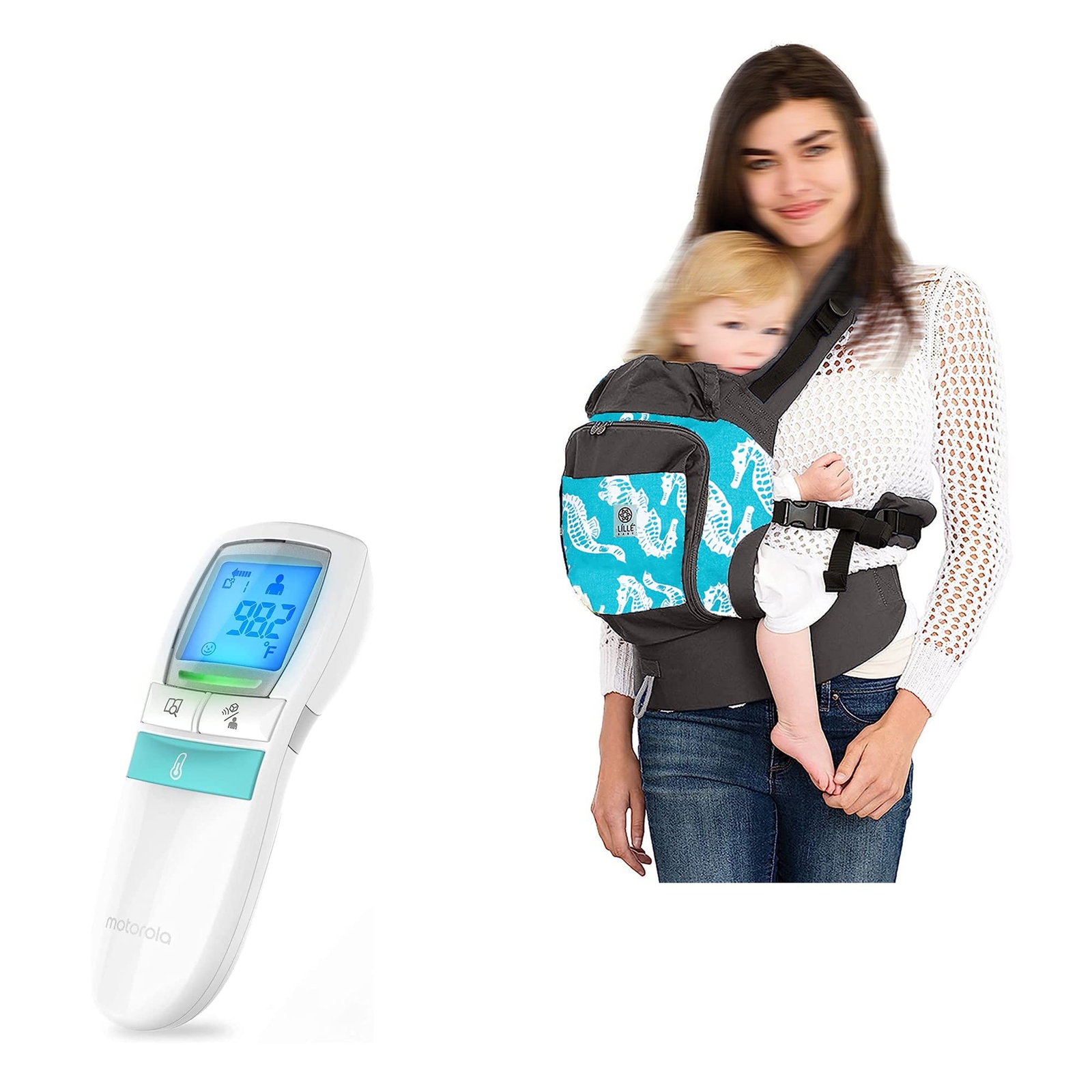 Ultra-Comfortable Portable Baby Carrier Bundle - Baby Thermometer and LILLEbaby