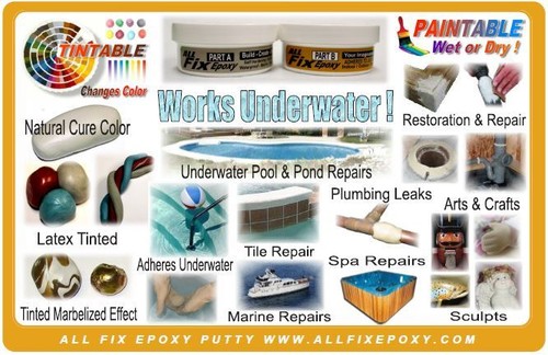POOL SKIMMER CRACK REPAIR EPOXY PUTTY Marine Aqua Boat Spa Pond Tub Tile F/S - Picture 2 of 10