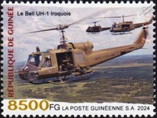 VIETNAM WAR Bell UH-1 Iroquois Huey Helicopter Aircraft Stamp (2024 Guinea)