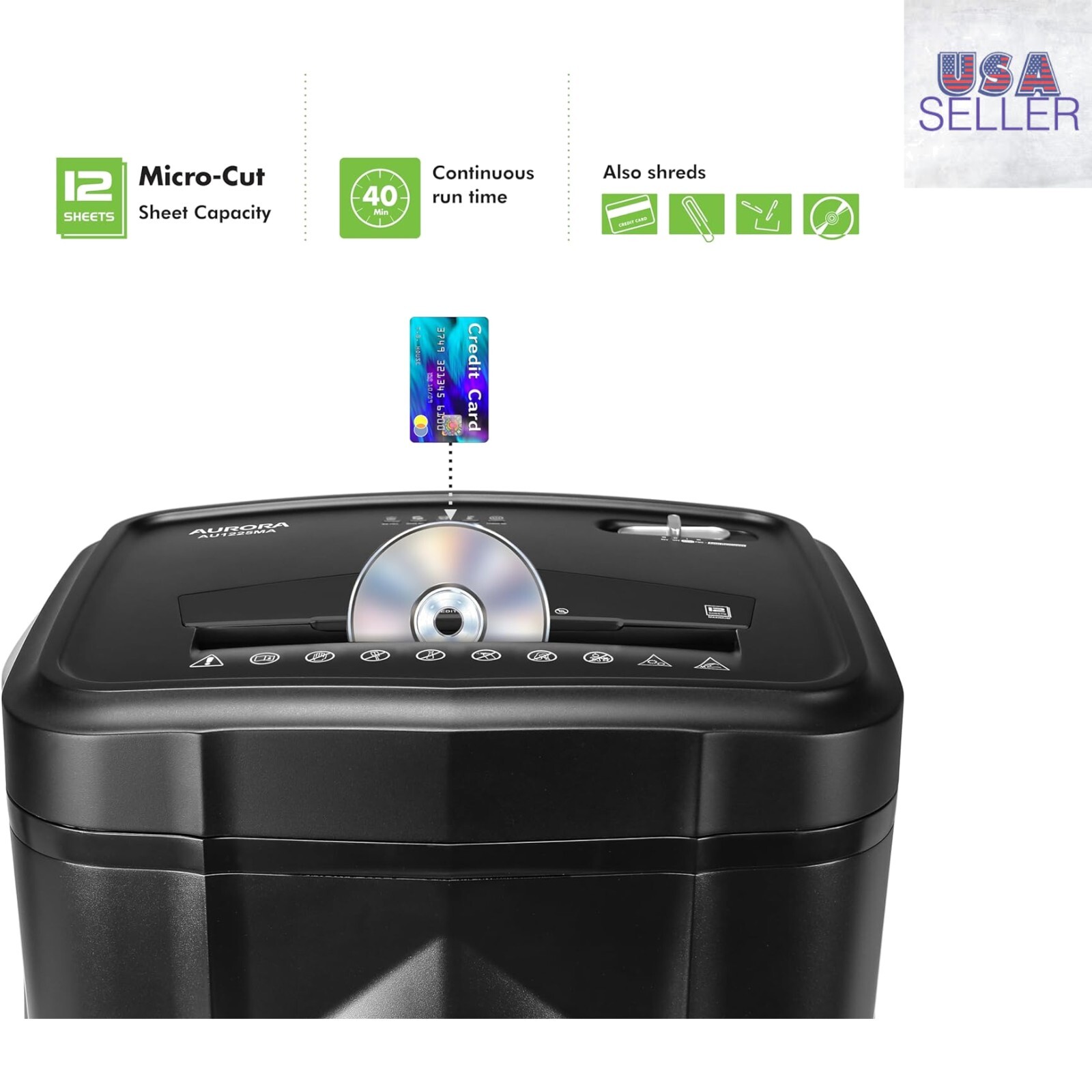 12-Sheet Capacity Micro-Cut Shredder for Paper, CDs, and Credit Cards Ultra Safe-image