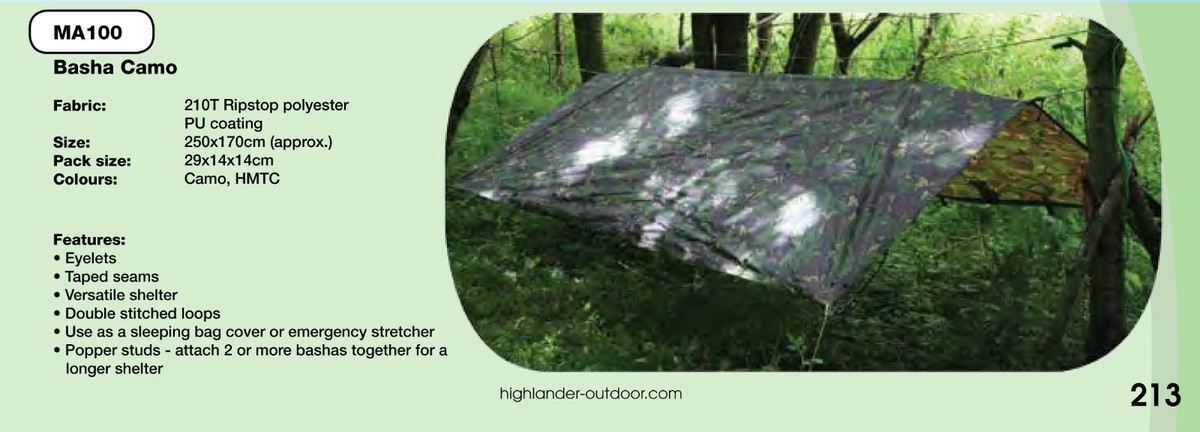 Bâche/Abri Highlander XL Basha Tarp - Taille XL, Vert Olive - Imperméable Et Résistante Au Vent