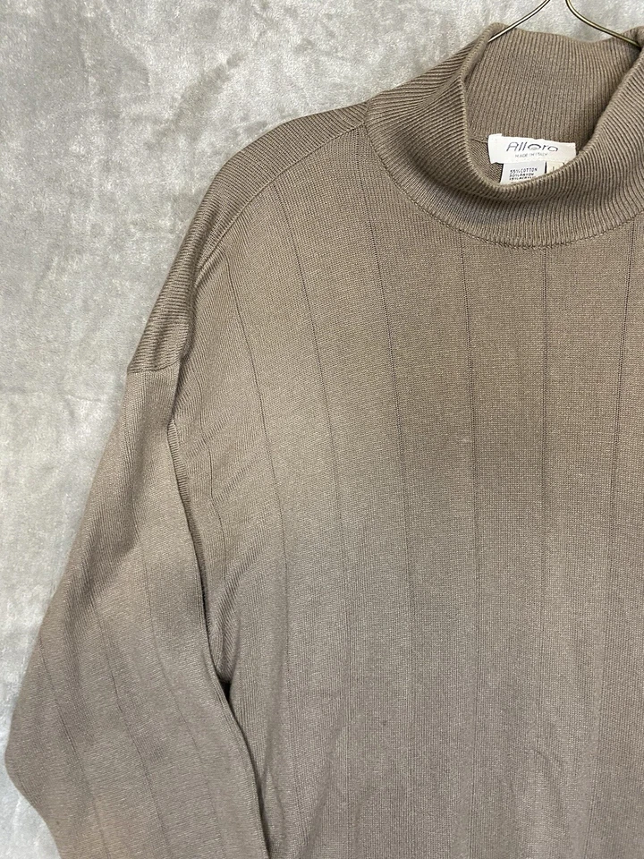 Suéter Tejido Manga Larga Cuello Simulado Verde Allora De Colección Hecho en Italia Para Hombre’s L Foto 2 de 4