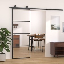 Sliding Door Aluminium and  Glass 76x205  Black, CIADAZ Internal Doors, U0N4