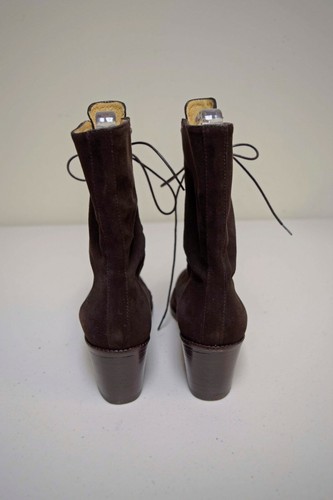 DAVID AARON Chocolate Brown Suede Lace Up Ankle Boots Handmade in Spain 6.5 M - Picture 4 of 6