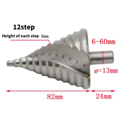 6-60 mm HSS Stufenkegelbohrer titanbeschichtet, Lochschneider für Aluminium Kupfer, ..