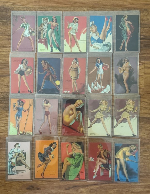 Lot of 20 1945 Artist Pinup Girls Mutoscope 1940s vintage Mozert Moran