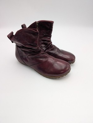 Romika Boots Womens Size 6.5 Red Leather Ankle Zip Bootie Flat Comfort Shoes