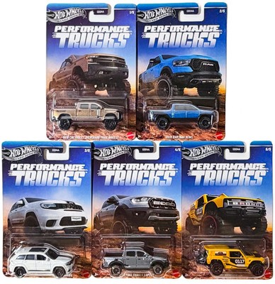 Performance Trucks 5 Cars - Chevy Jeep Ford Raptor Dodge Ram * Hot Wheels 1:64