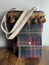2 Pc Handmade Tartan Plaid Upholstery Tote Se...