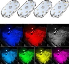 4Pcs Car LED Lights Interior Wireless, 7 Colors Interior Car Lights with 6 Brigh
