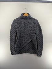 Helmut Lang Women Turtleneck Knit Pattern Mix Size Small Wool Gray Assymetric