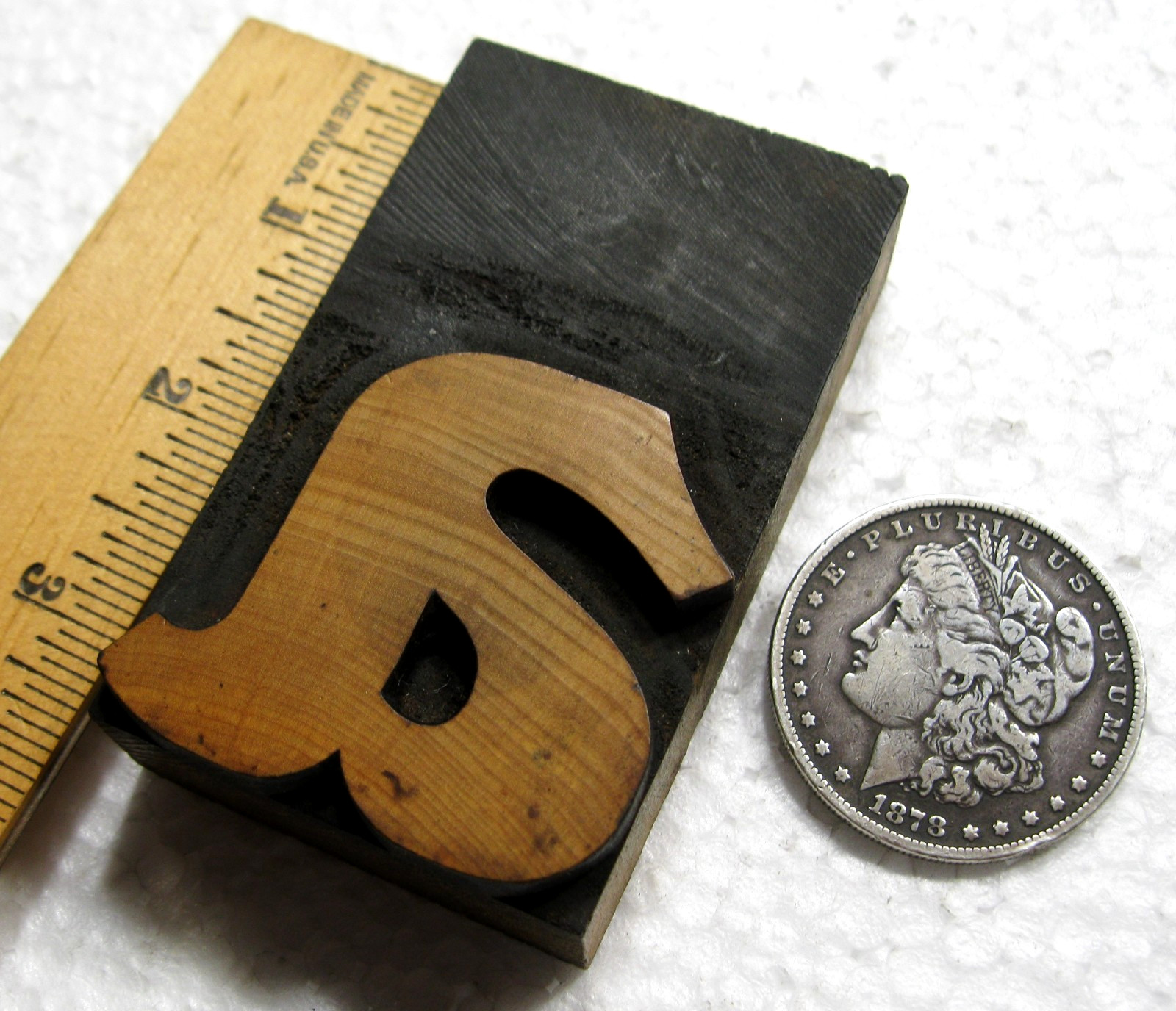 Vintage Letterpress wood type large LC a. Awesome old letter!