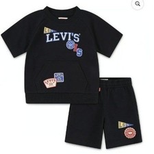 Levi's Kids Black Short Sleeve T Shirt and Shorts Set Graphic Size 2T / 2689