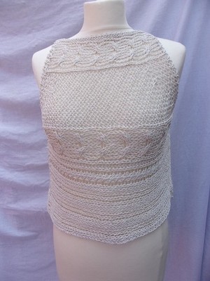 Sarah Pacini Knit Sleeveless Top Ivory Linen Nylon One Size - Z#3104