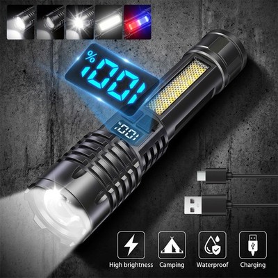 High Power LED Flashlight Portable Zoom Torch Rechargeable Waterproof Light