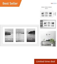 4x6 Collage Picture Frame White Shatter-Resistant Glass 8x16 Wall or Tabletop