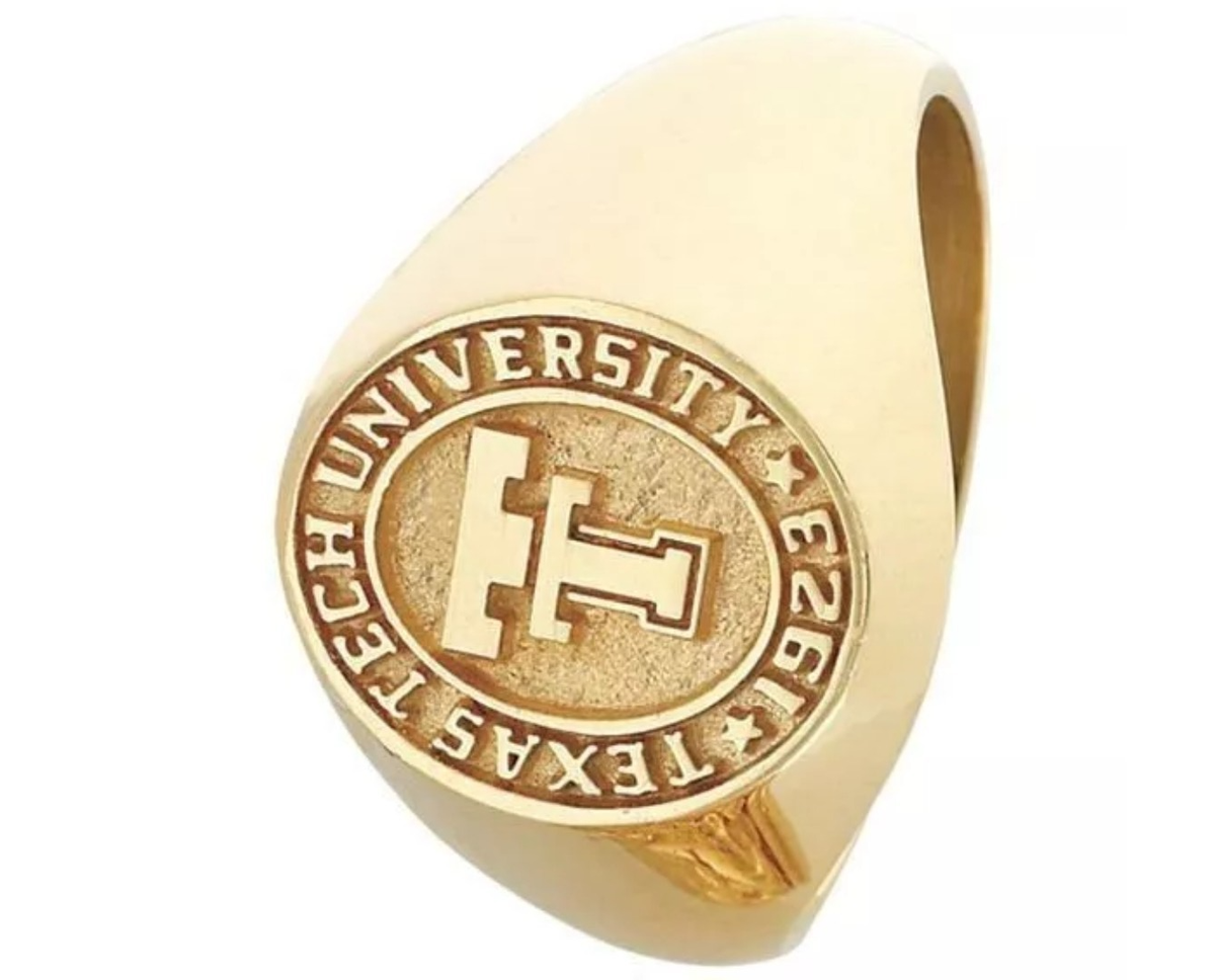 Texas Tech University Class Ring Gold Plated Sterling Silver TTU