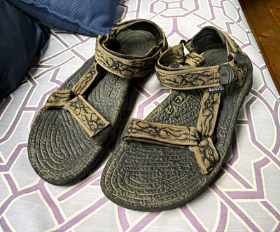 Vintage Teva Terradactyl Men's Sport Sandals Black/Brown US 9 Hook & Loop Straps