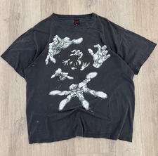 vintage 90s Fashion Victim Rare Hands Spiral Tee XL Thrashed Single Stitch Anime