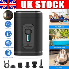 Image of Mini Electric Air Pump 4000Pa USB-C Rechargeable Inflator LED Light W/5 Nozzles